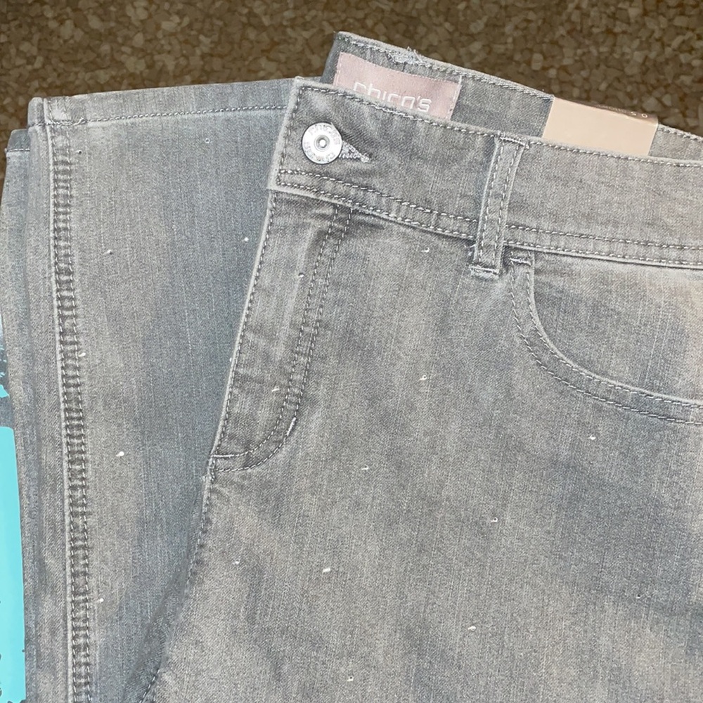 Chico’s Grey Skinny Jeans w/ Rhinestones .5 - Picture 2 of 4